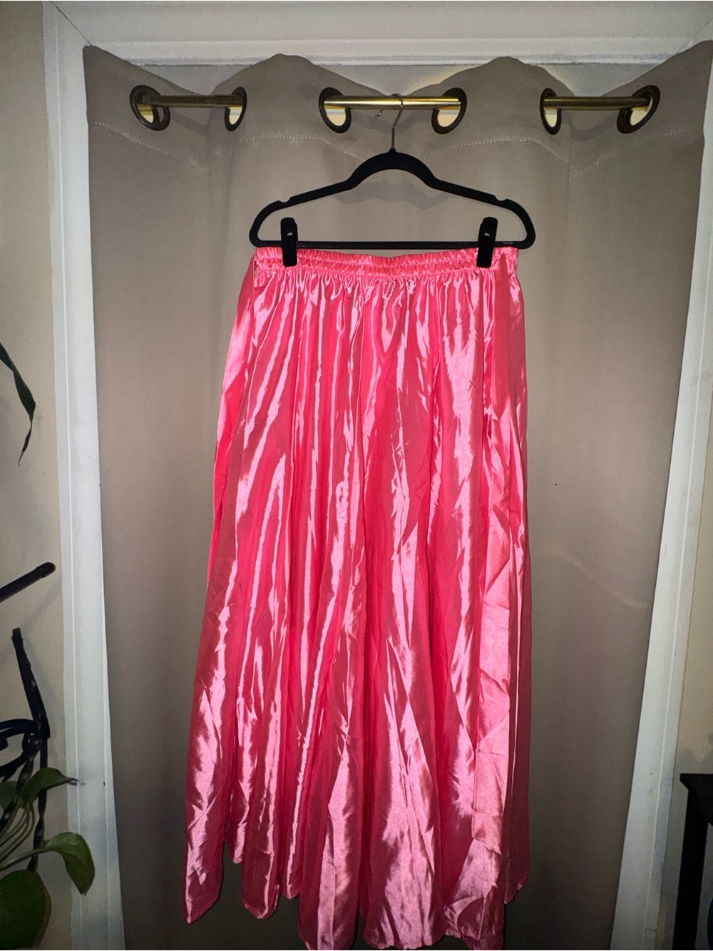 Ashley Stewart Shiny Hot Pink Maxi Skirt